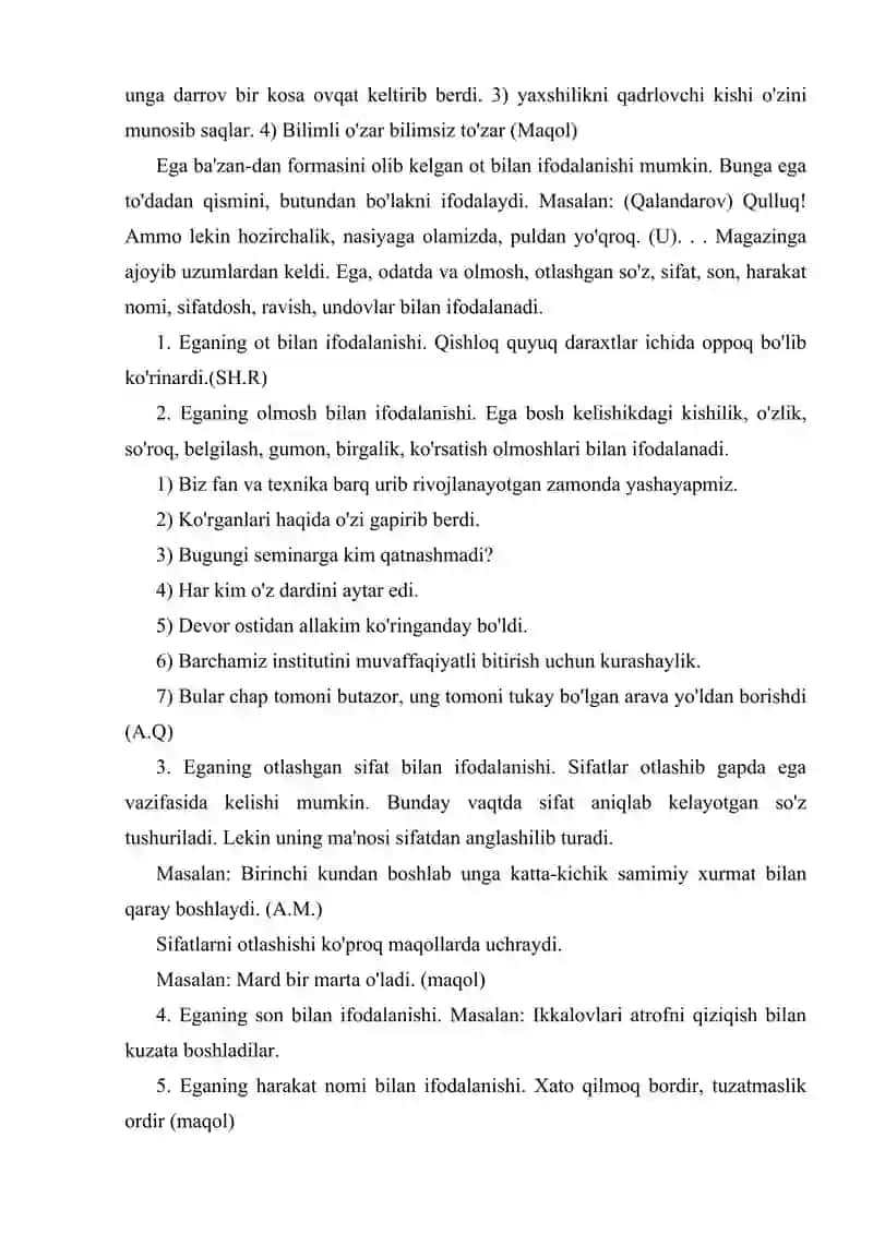 Bosh bo'laklar. Ega va kesm ularning ifodalanishi, ega va kesm orasida tirening qo’llanilishi 3
