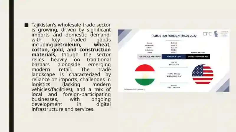 Tajikistan specific trade segments for analysis Wholesale trade(turnover,commodity structure) 3
