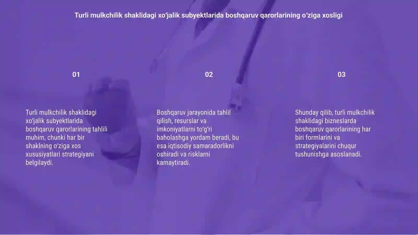 Turli mulkchilik shaklidagi xo‘jalik subyektlarida boshqaruv qarorlarining tahlili 3