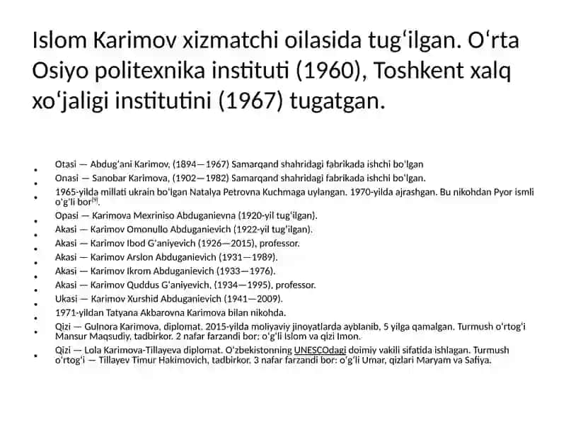 I.A.KARIMOVNING HAYOTI 3