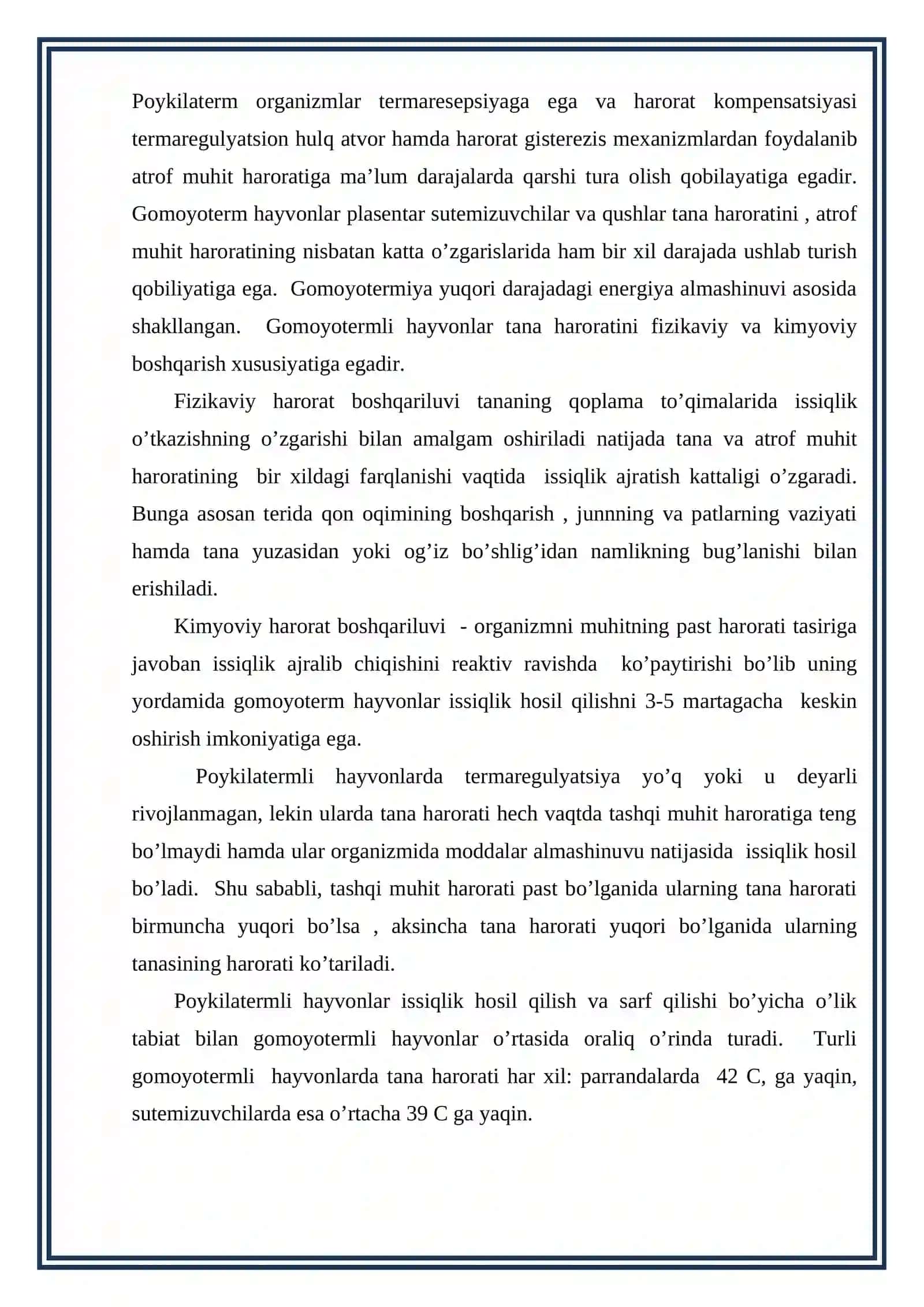 Tana harorati doimiyligining boshqarilishi 3