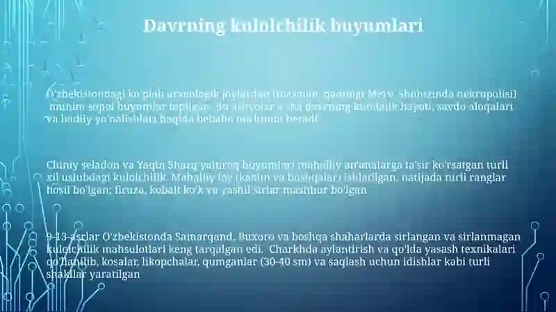 IX-XIII asirlarda O'zbekiston madaniyati va sanʼati 3