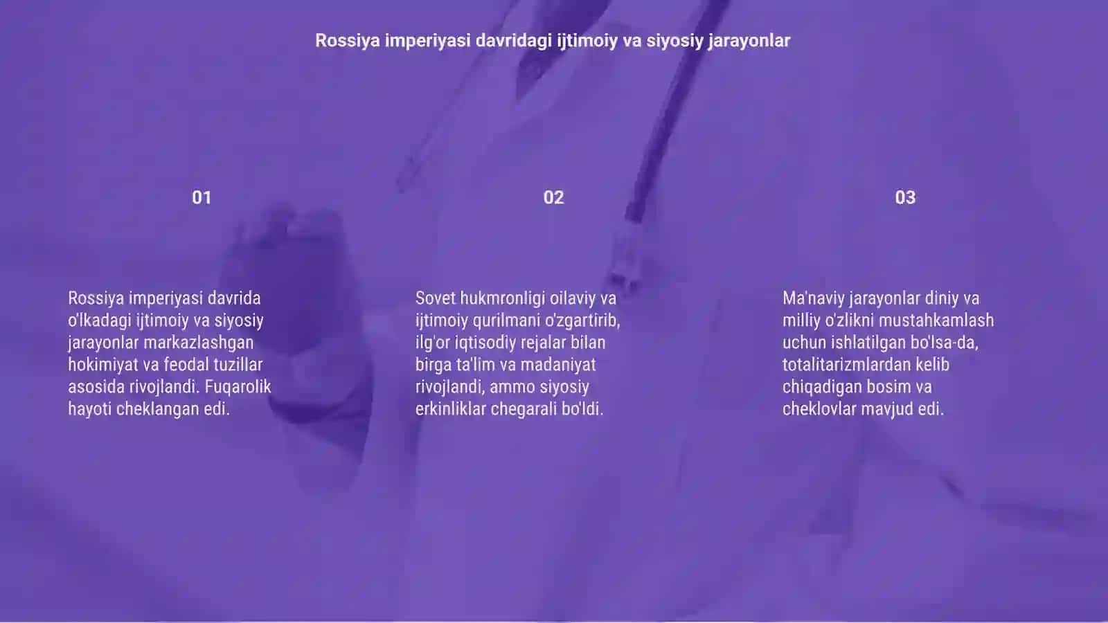 Rossiya imperiyasi hukmronligi davrida o'lkadagi ijtimoiy iqtisodiy, siyosiy va ma'naviy jarayonlar 3
