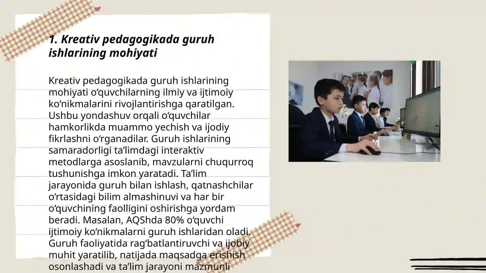 Kreativ pedagogikada guruh ishlari va jamoaviy faoliyatning ahamiyati 3