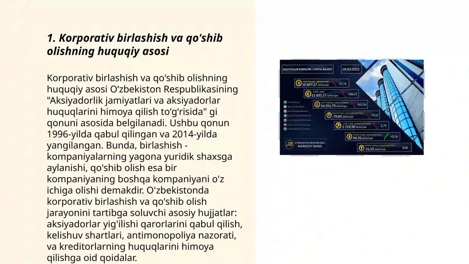 O’zbekistonda Korporativ birlashishlar va qo’shib olishlar tahlili va istiqbollari 3