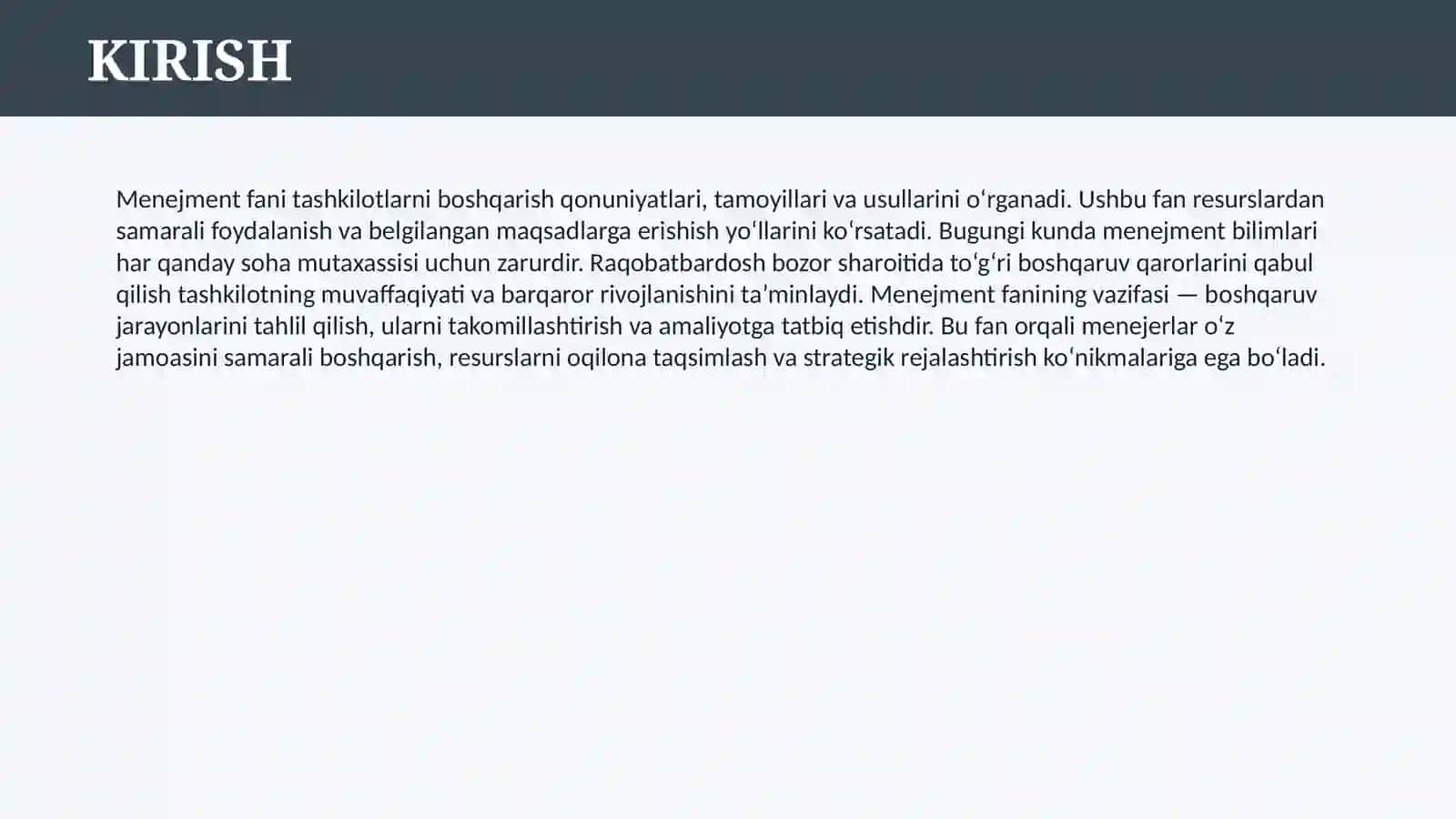 MENEJMENT FANINING PREDMETI, MAZMUNI VA VAZIFALARI 3