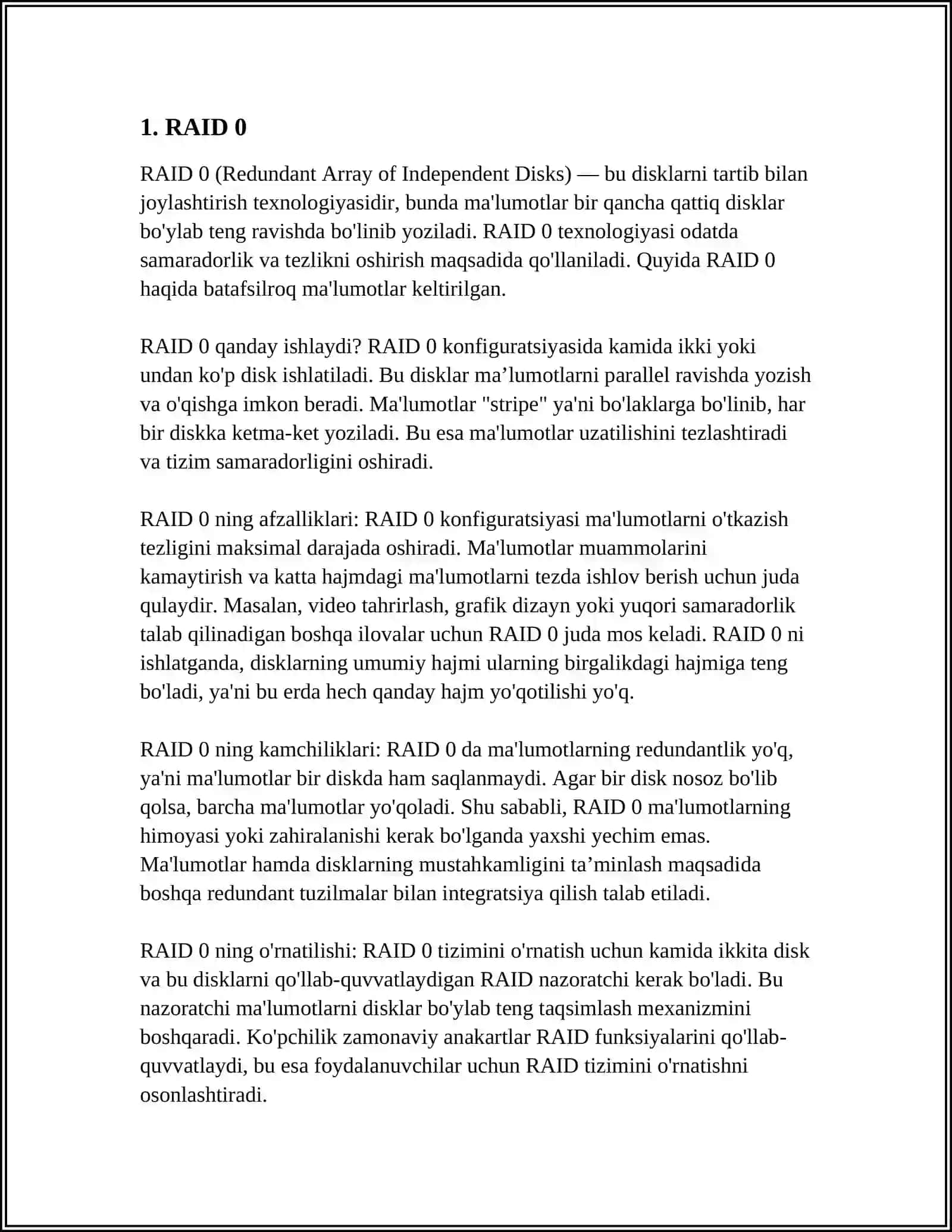 RAID MASSIVLARINING TURLARI 3