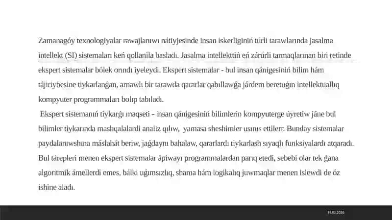 Ekspert sistemaların basqarıwdaǵı ornı hám olardı ekonomika tarmaqlarda qollaw 3