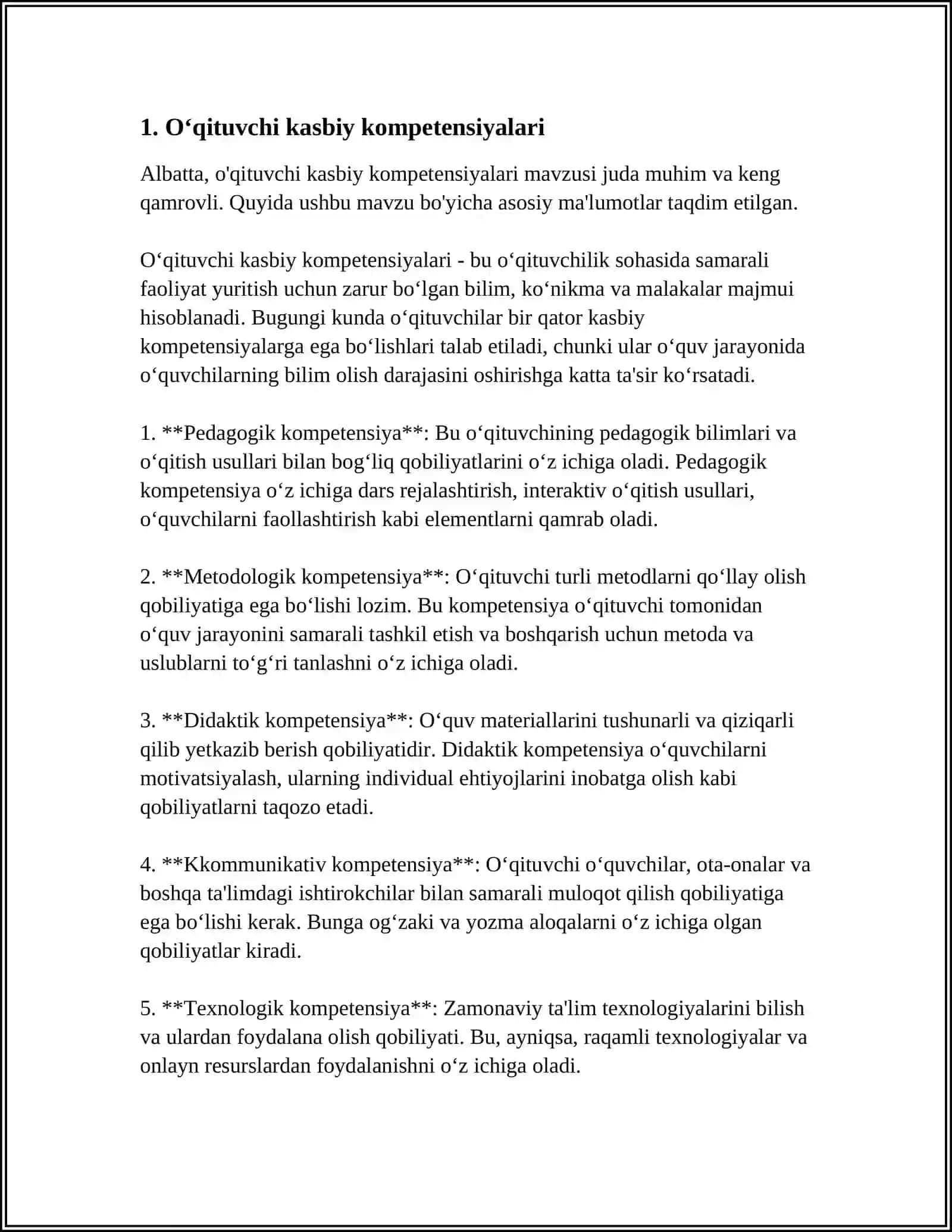 O'QITUVCHINING KASBIY-PEDAGOGIK FAOLIYATI, KASBIY MAHORATI VA PEDAGOGIK QOBILIYATI 3