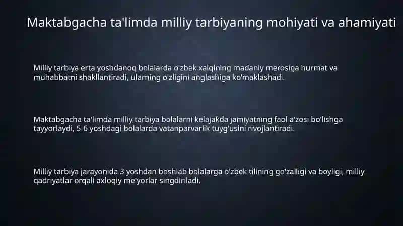 Maktabgacha talimda milliy tarbiya 3