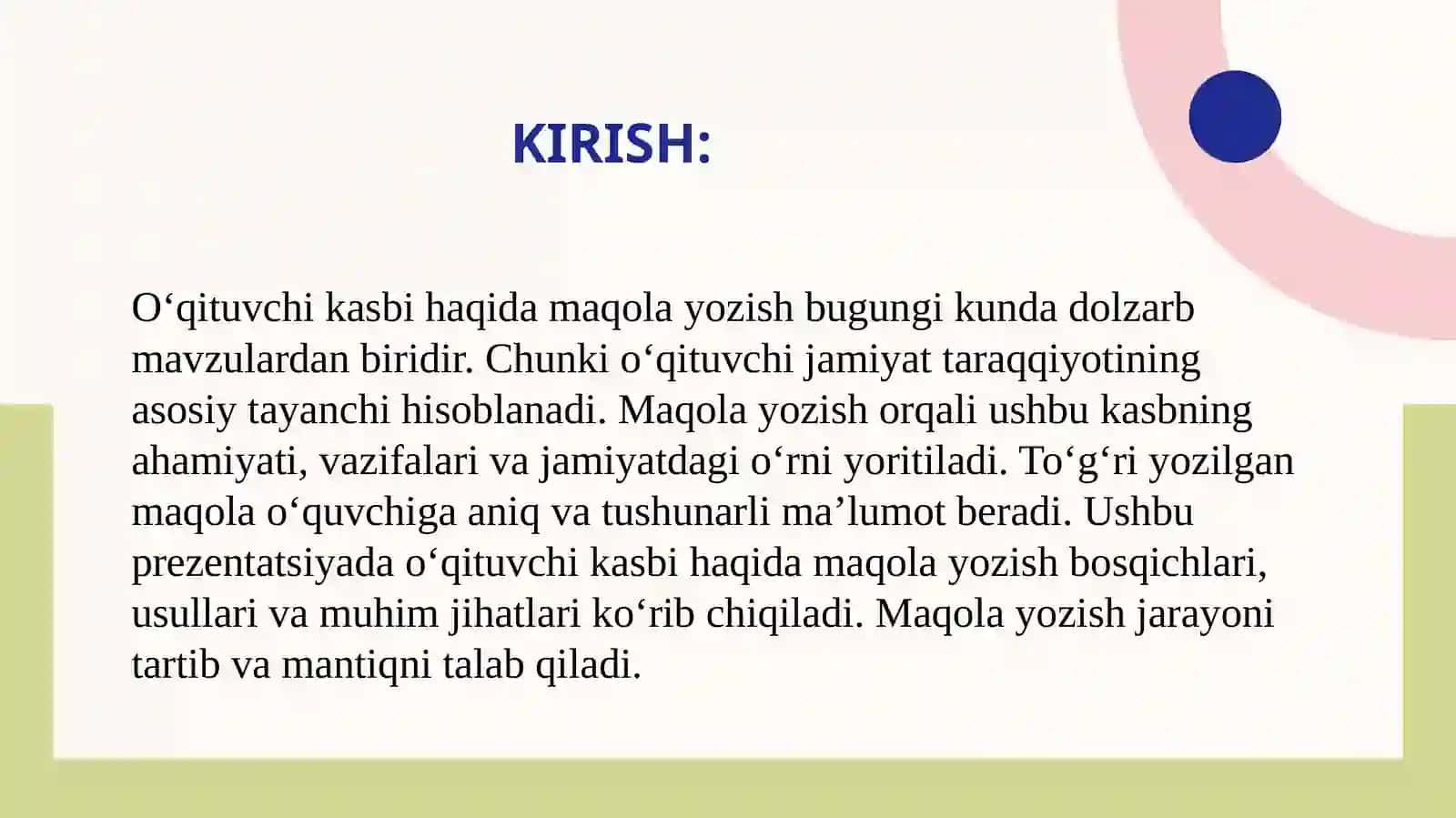 O'qituvchi kasbi mavzusida maqola yozish 3
