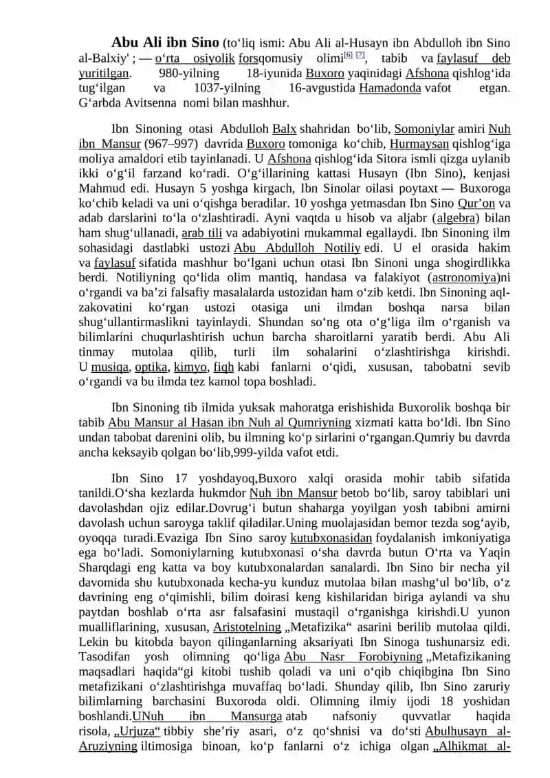 Mavzu: Abu Ali ibn Sino ijodi va faoliyati 3