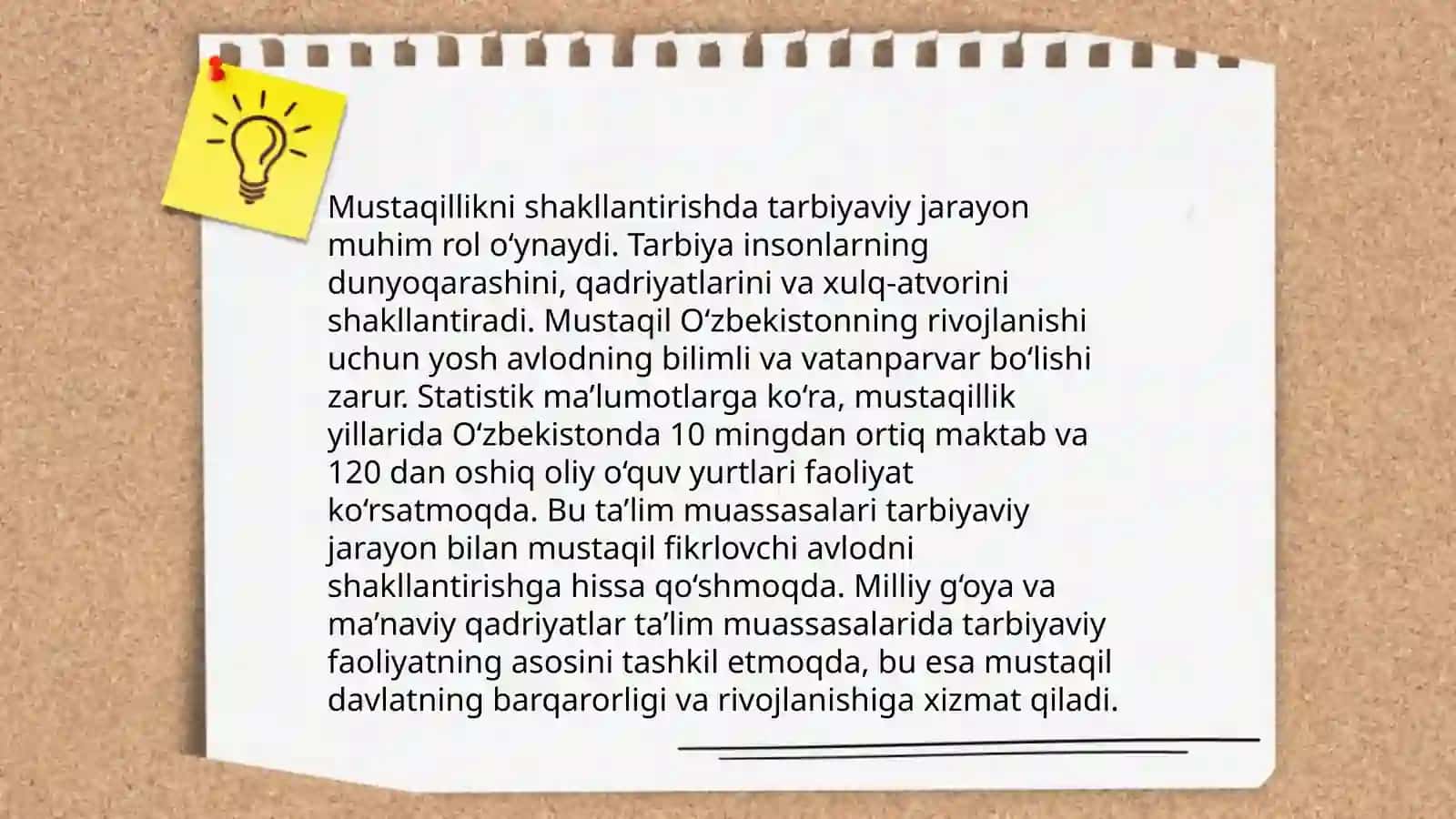 Oʻquvchilarda Mustaqillikni Shakllantirish Tarbiya Jarayoni 3