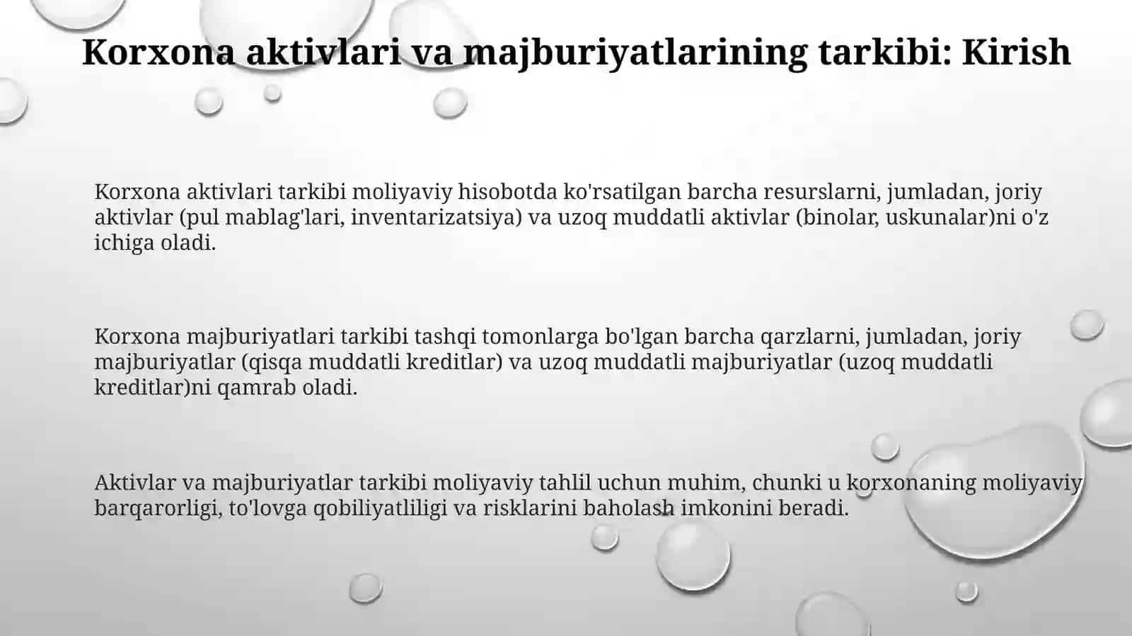 Korxona aktivlari va passivlarining tarkibi 3