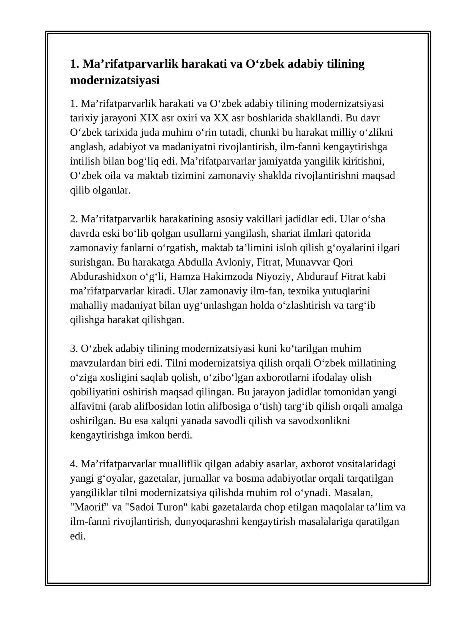 O'ZBEK ADABIY TILI RIVOJIDA MAʼRIFATPARVARLARNING XIZMATLARI 3