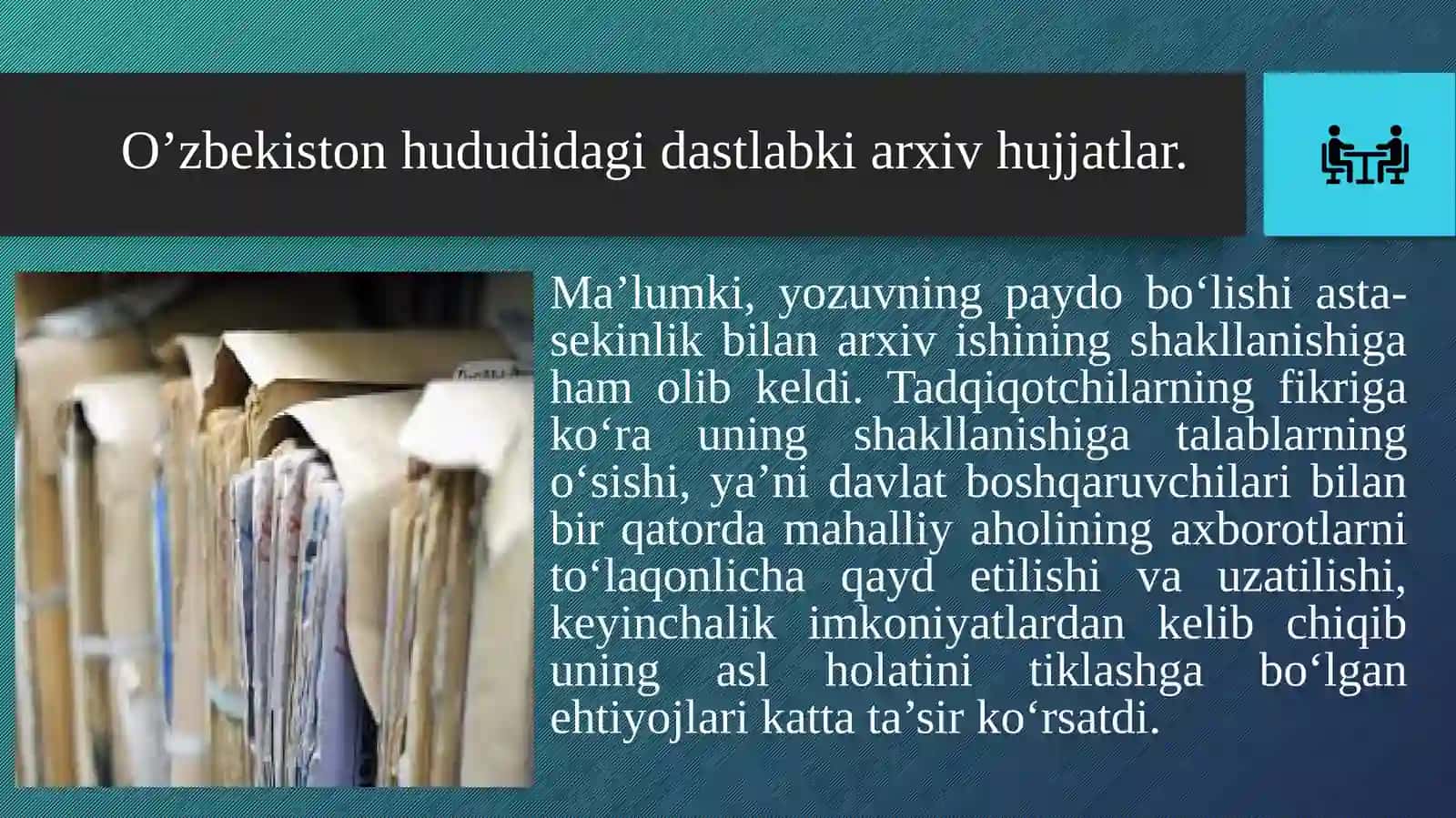 O‘zbekiston hududida dastlabki arxivlarning tashkil etilishi 3