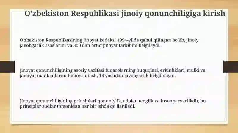 O'zbekiston Respublikasi jinoiy qonunchiligining umumiy xususiyatlari 3