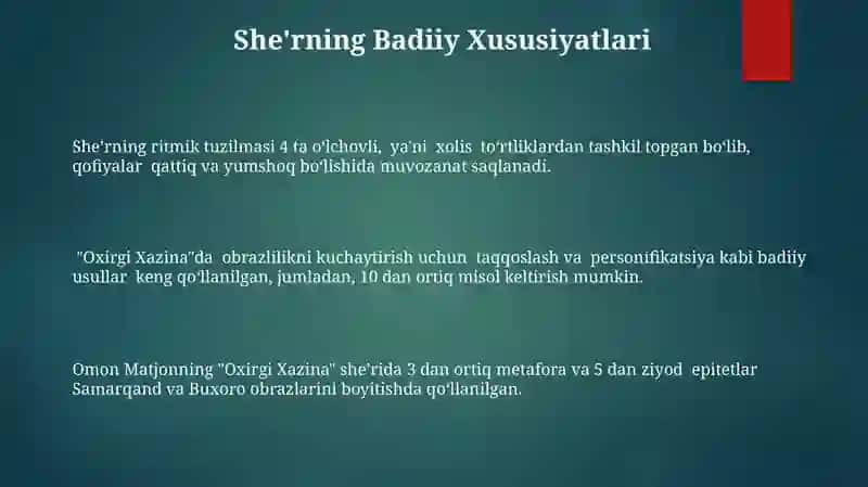 Omon Matjon hayoti va "Eng so‘nggi xazina" she'ri 3