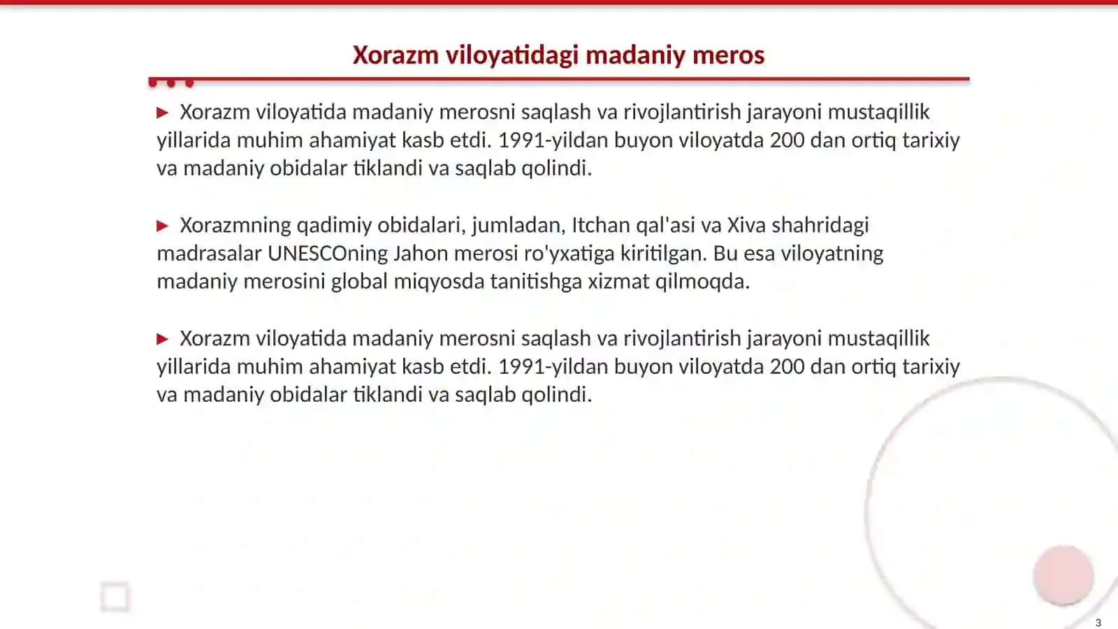 Mustaqillik yillarida Xorazm viloyatida madaniy hayotni rivojlanishi 3