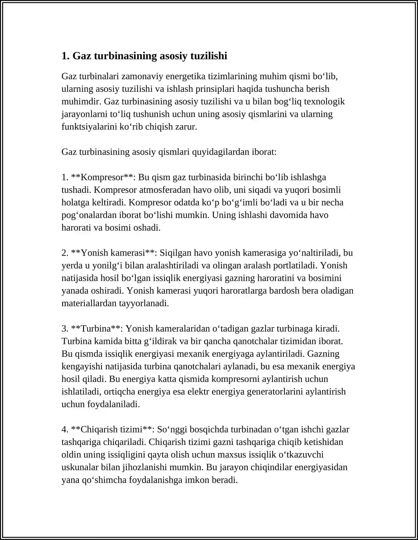 GAZ TURBINA QURILMALARI VA ULARNI QOʻLLANILISHI 3