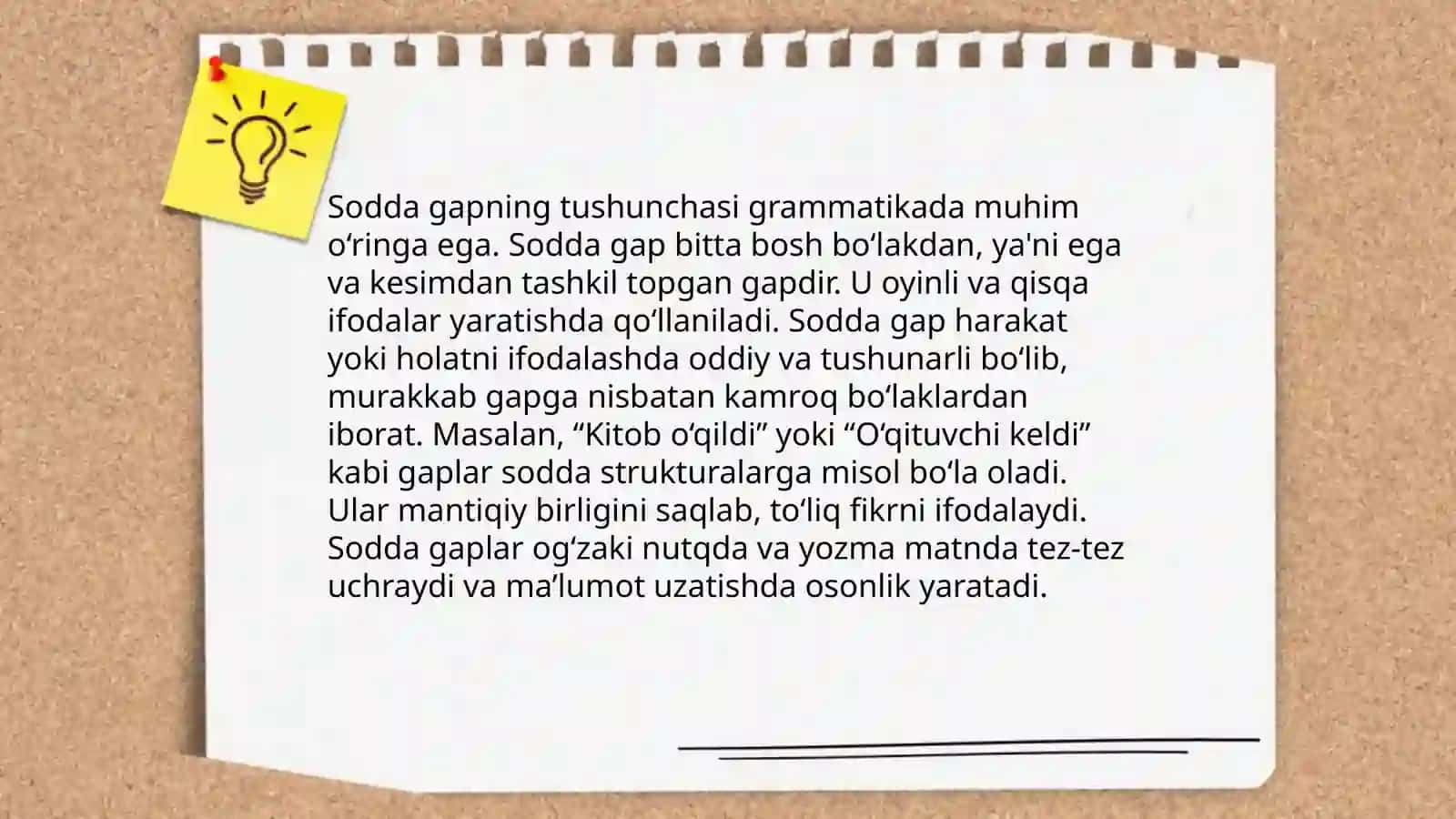 Sodda gapning tarifi va tasnifi 3