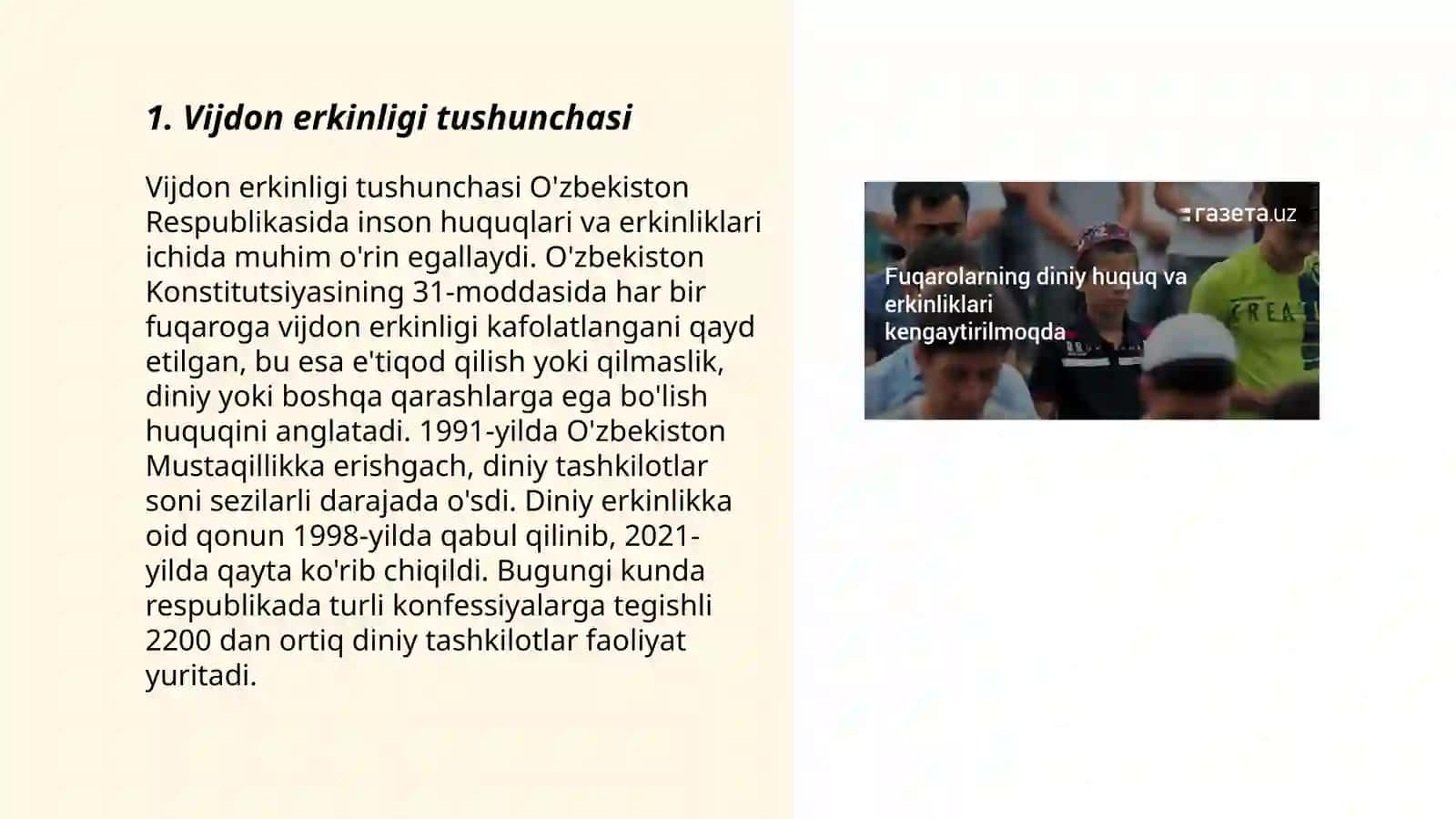 Vijdon erkinligi va diniy tashkilotlar 3
