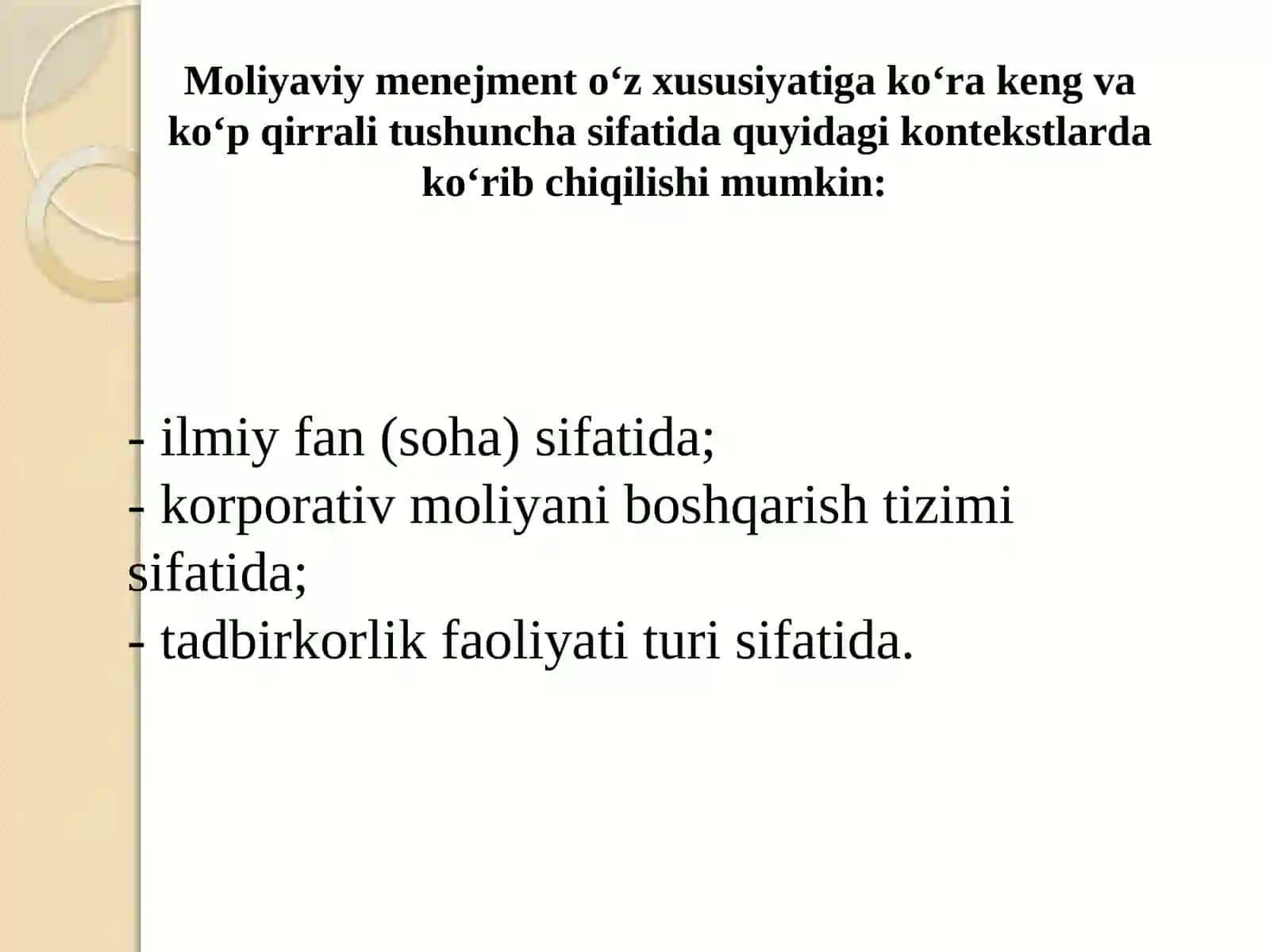 "Moliyaviy menejmentning kontseptual asoslari" 3
