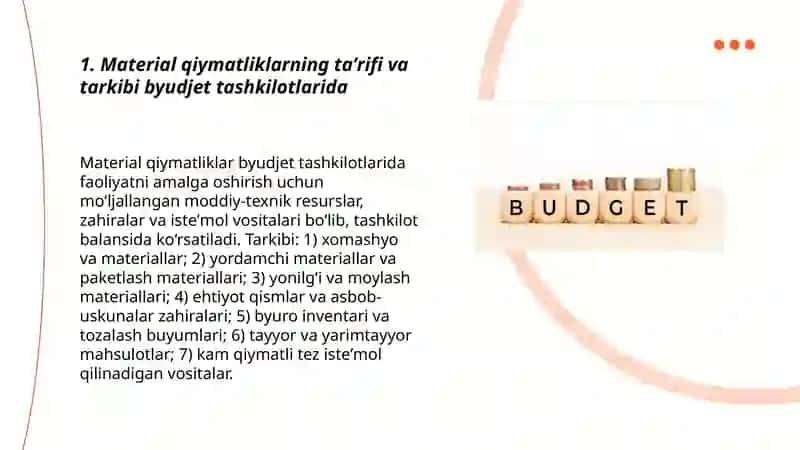 Material qiymatliklarning tarkibi, tayinlanishi va hisobining vazifalari 3