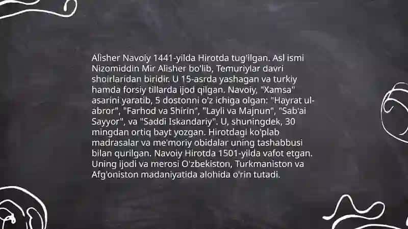 Navoiy ijodi haqida slayd 3