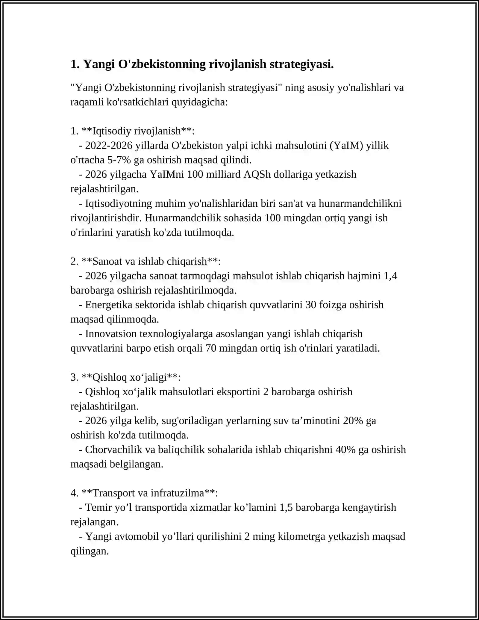 Yangi O'zbekistonning rivojlanish strategiyasi 3