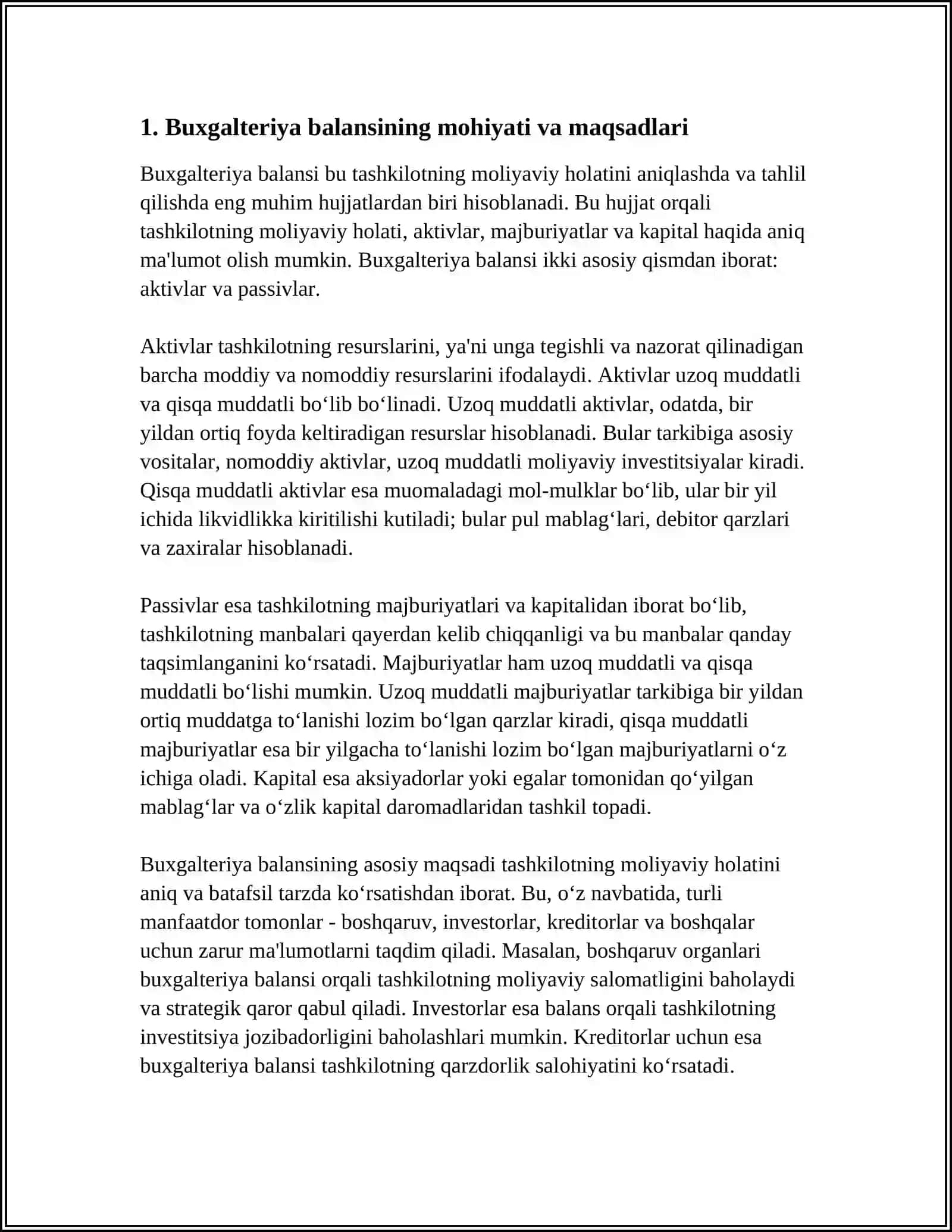 BUXGALTERIYA BALANSI, UNING TUZILISHI 3