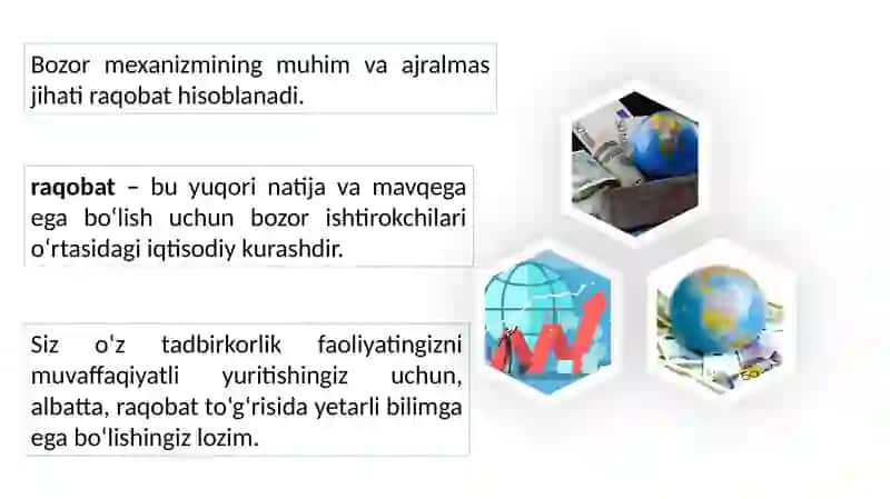 Tadbirkorlik faoliyati doraqobatdoshlik va unita’minlash yo‘llari 3