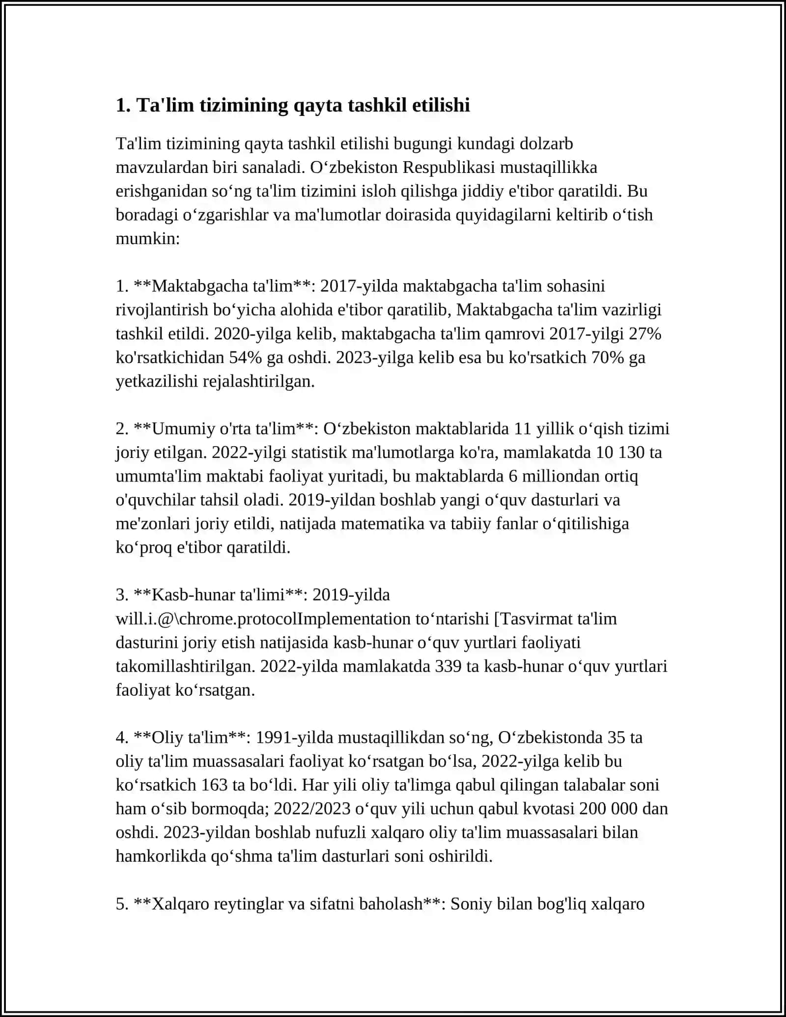 MUSTAQILLIKDAN SO’NG TA’LIM SOHASIDA AMALGA OSHIRILGAN ISLOHOTLAR 3