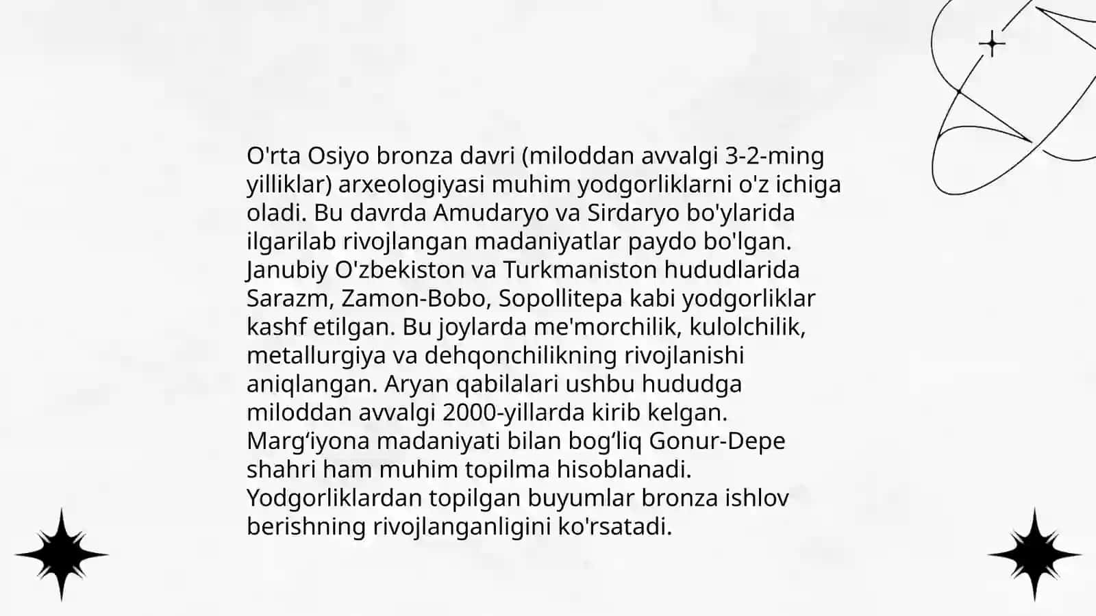 O'rta Osiyoning bronza davri dehqonchilik manzilgohlari 3