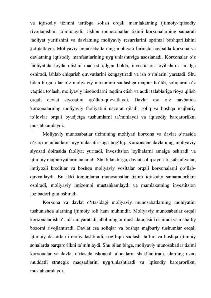 Korxonalar va davlat oʻrtasidagi moliyaviy munisabatlar. 3