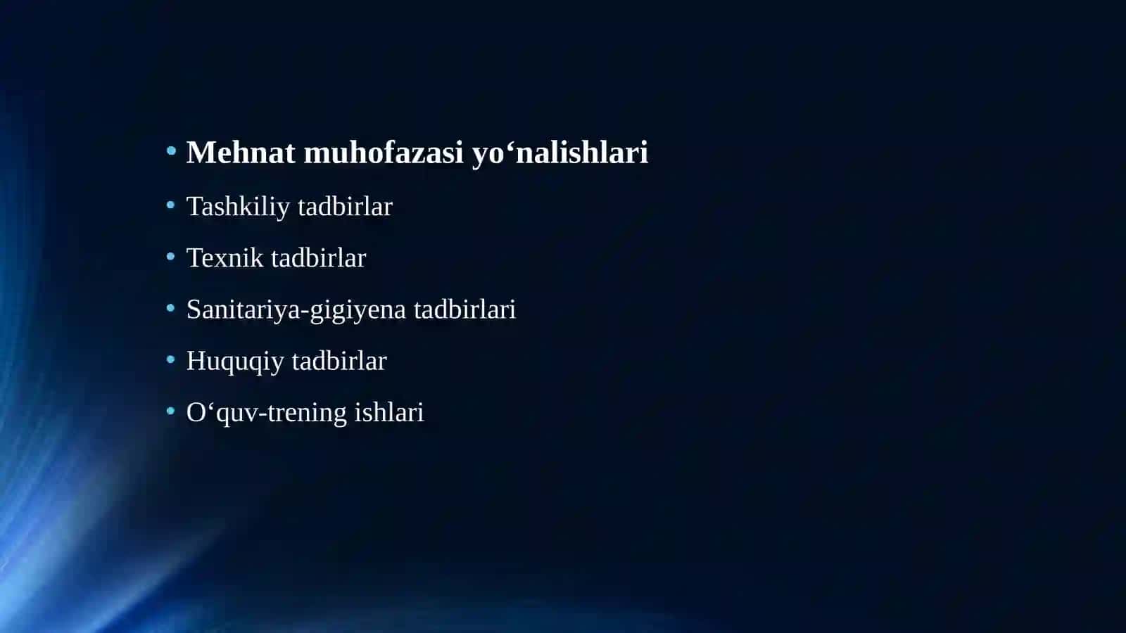 Mehnat muhofazasi bo‘yicha ishlarni tashkiletish 3