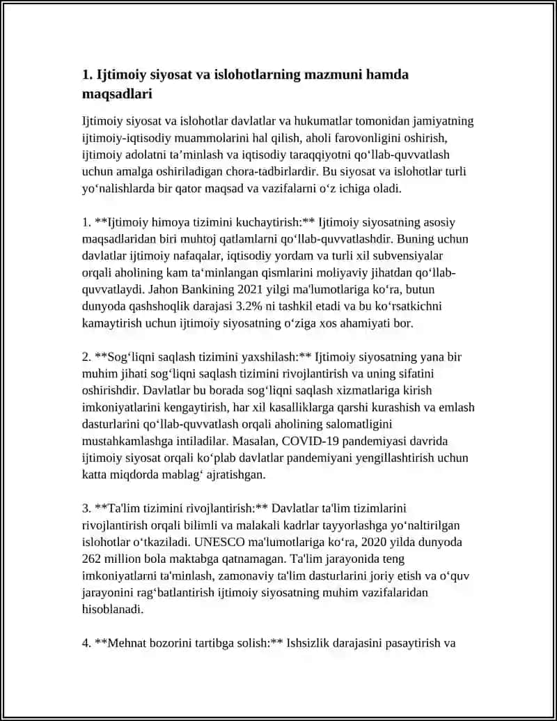 O'ZBEKISTONDA IJTIMOIY SOHADA AMALGA OSHIRILAYOTGAN O'ZGARISHLAR MAZMUN VA MOHIYATI 3