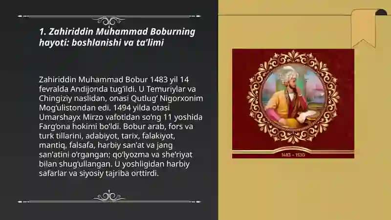 Zahiriddin Muhammad Bobur hayoti va ijodi 3
