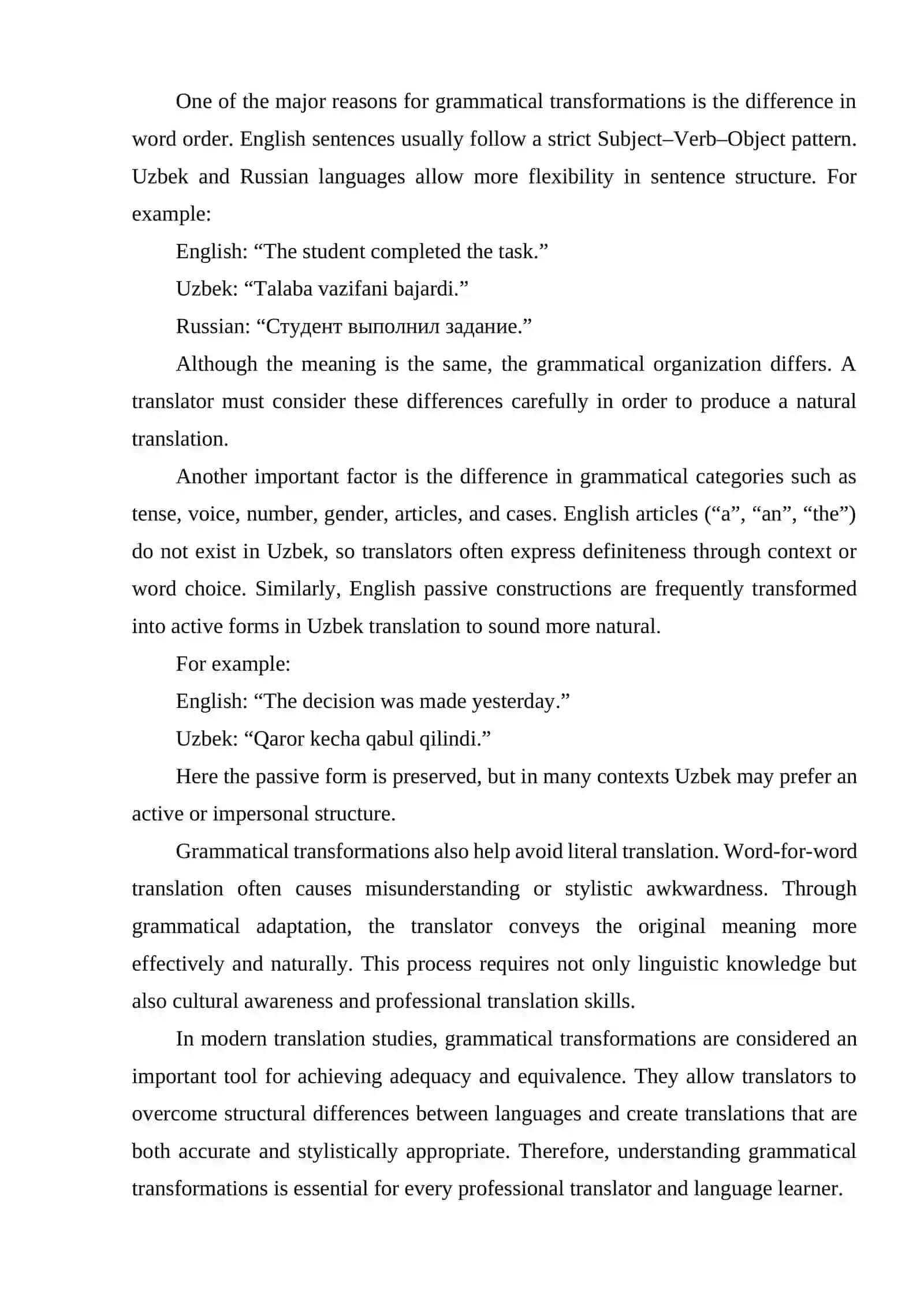 Grammatical Transformations in Translation 3