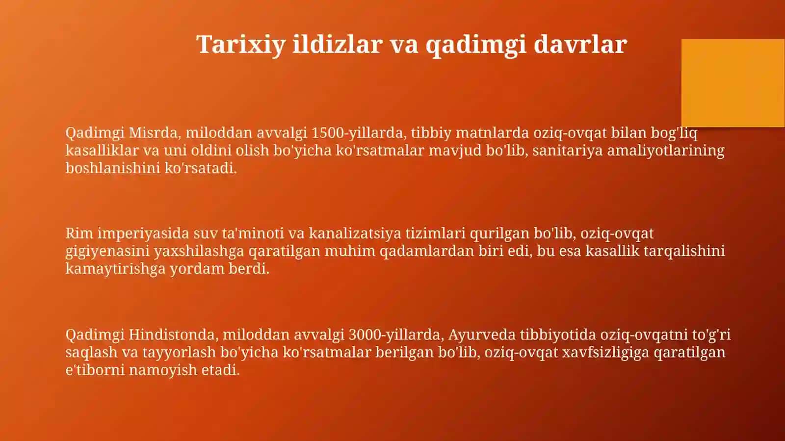 Oziq-ovqat gigiyenasi tarixiy rivojlanishi 3