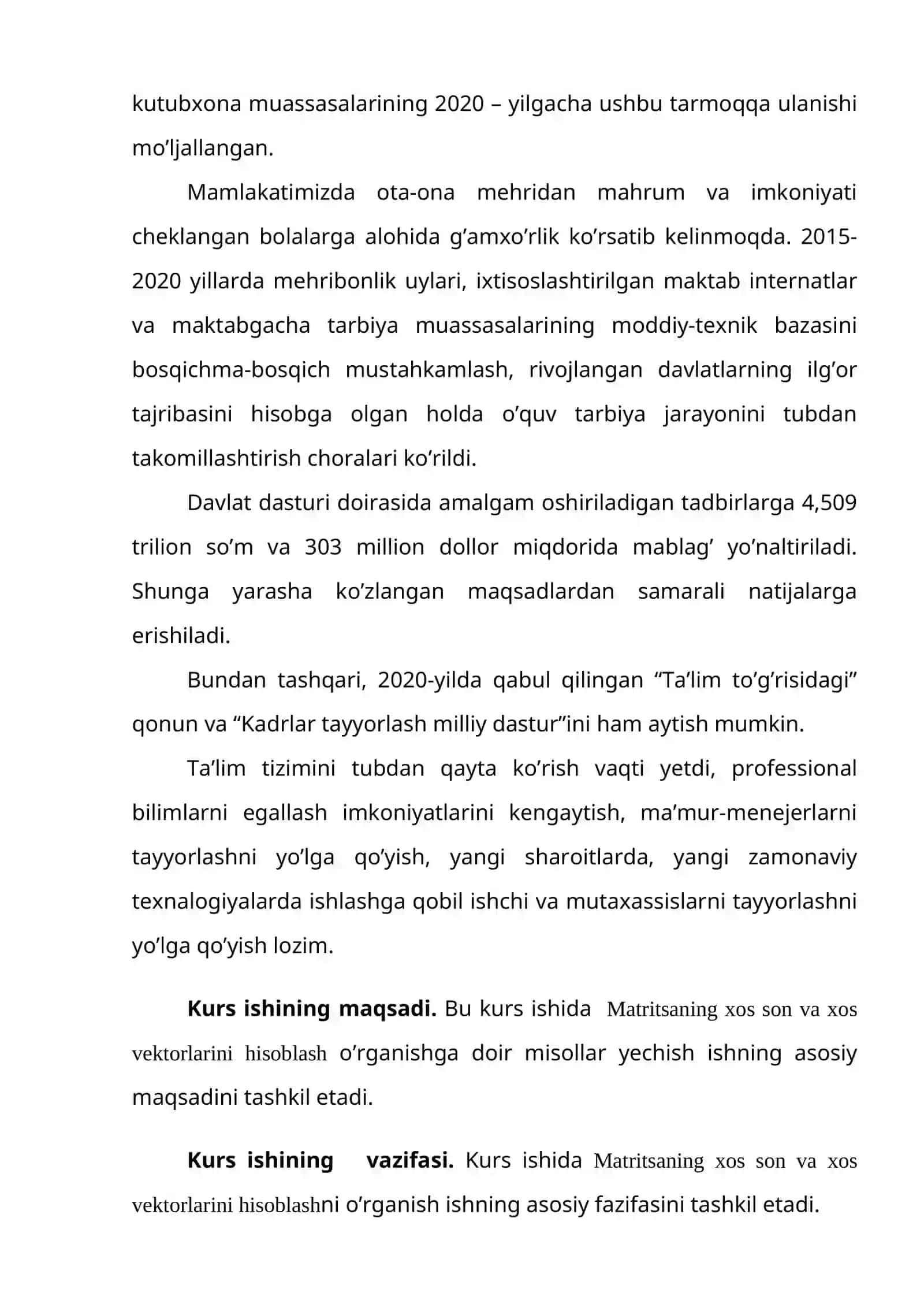 Matritsaning xos son va xos vektorlarini hisoblash 3