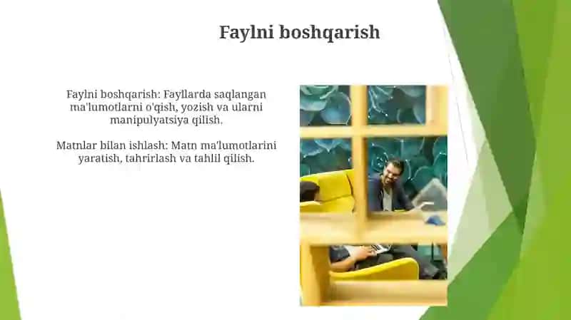 Matnlar bilan ishlash funksiyasi va uning tadbiqi 3