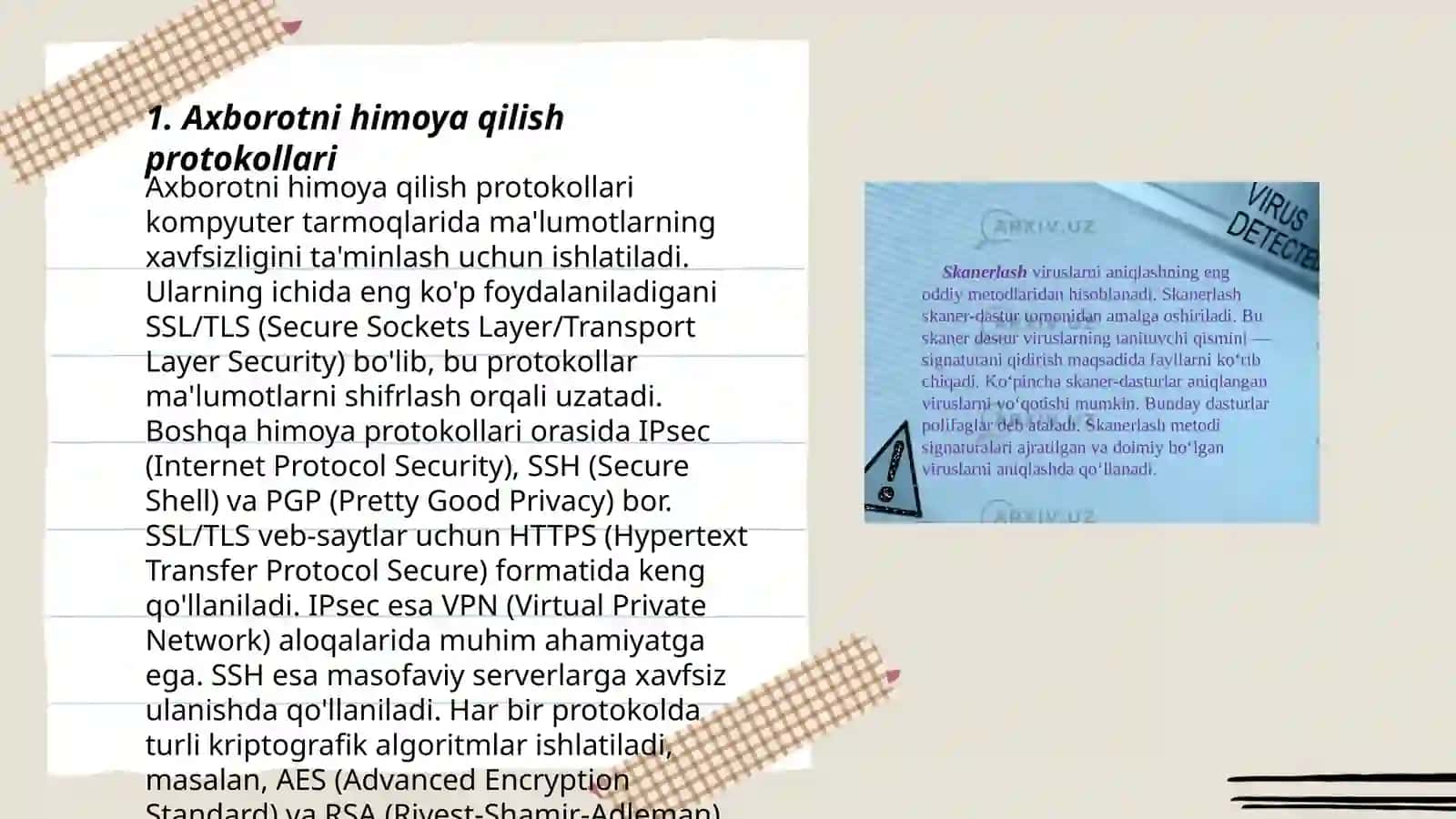 Axborot himoyasi protokoli. Antiviruslar va fayervol 3