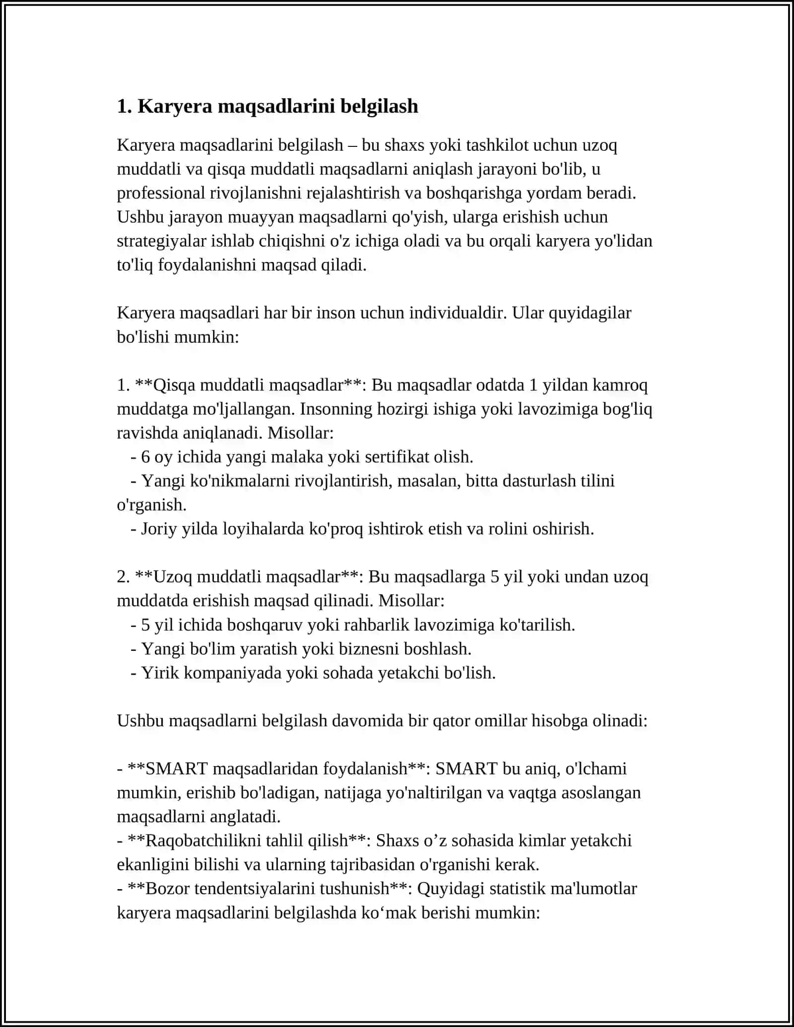 KARYERANI RIVOJLANTIRISH VA REJALASHTIRISH 3
