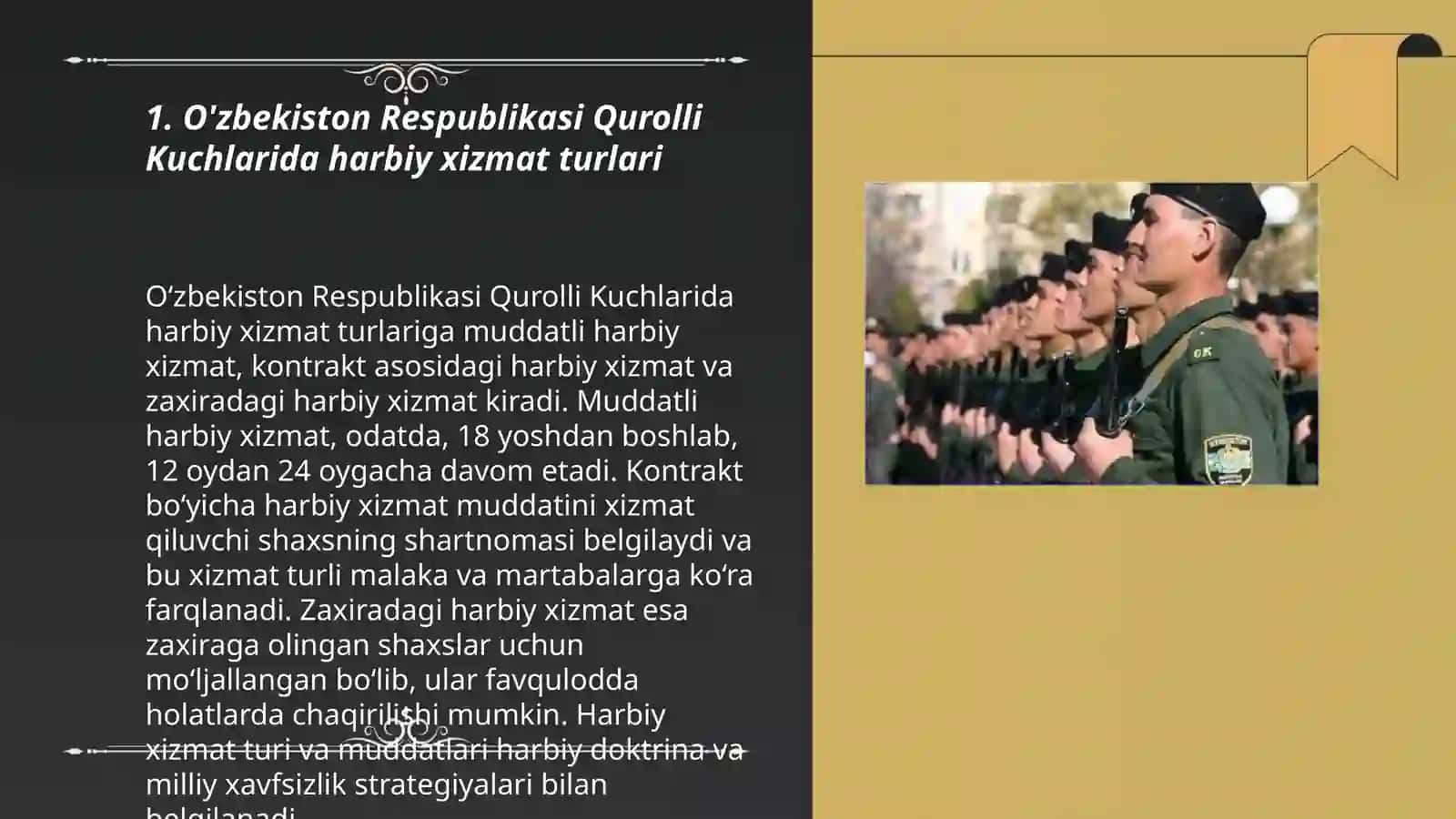 Harbiy xizmat turlari va unvonlar 3