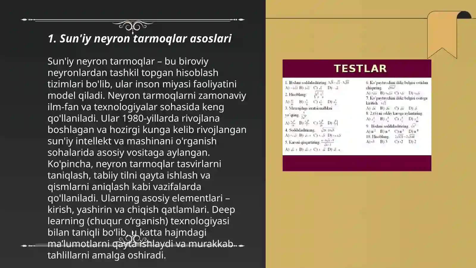 Sun'iy neyron tarmoqlar yordamida siniflashtirish masalalarini yechish 3