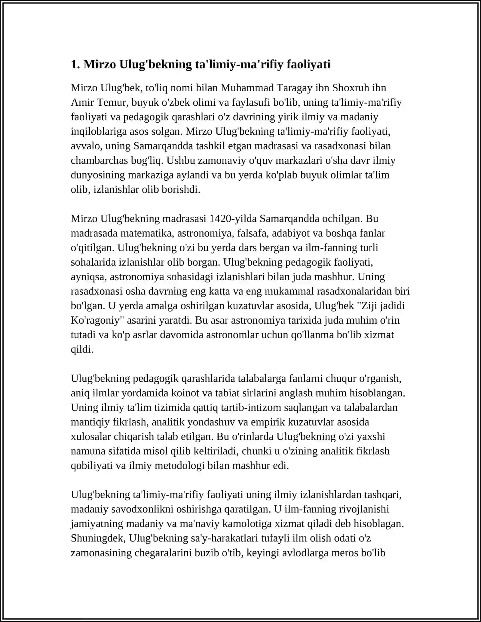 MIRZO ULUG'BEKNING PEDAGOGIK QARASHLARI 3
