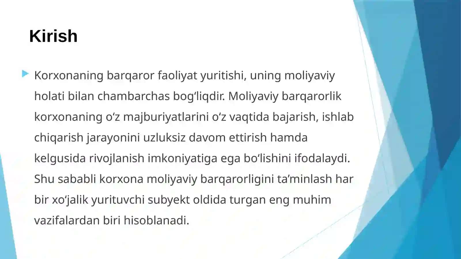 Korxona moliyaviy barqarorligini taminlash yo’llari 3