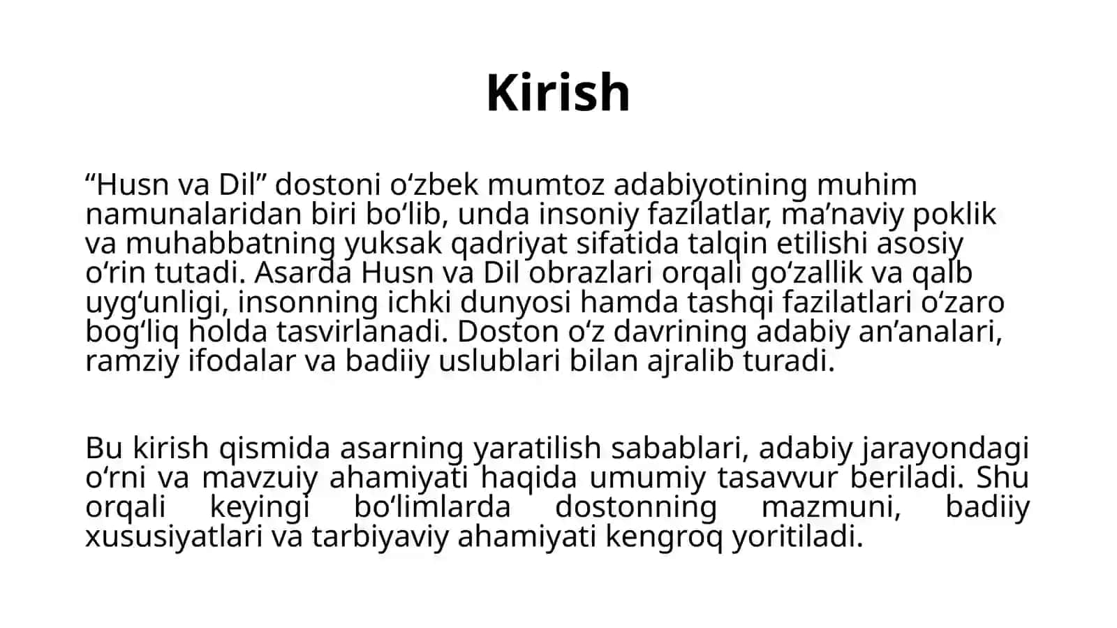 Husn va dil  dostonini mavzuiy tasnif qilish. 3