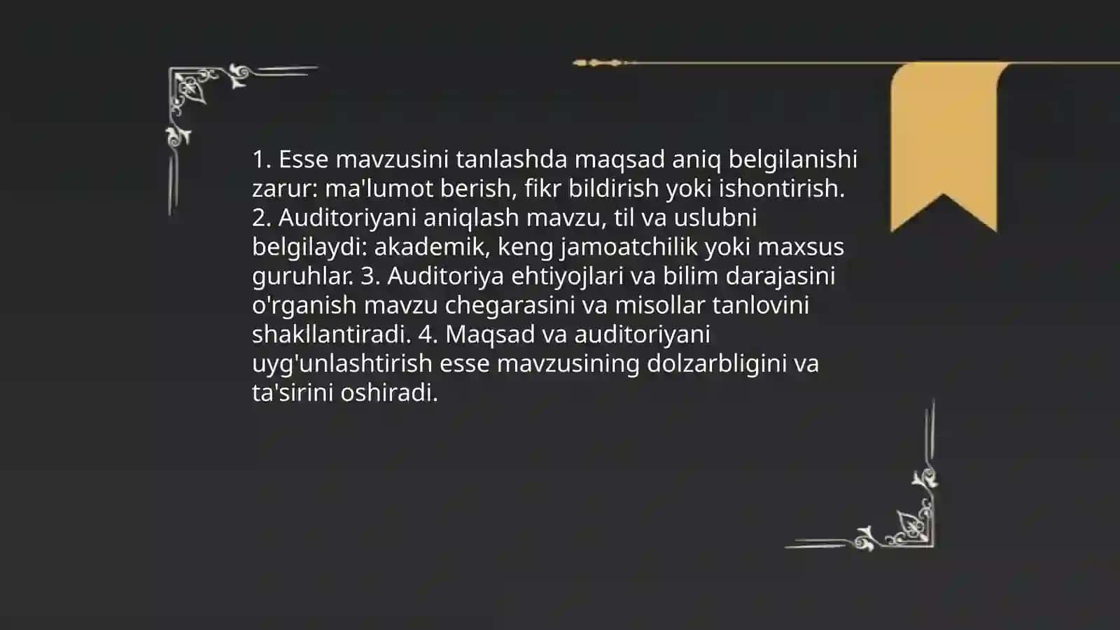 Esse uchun mavzun tanlash 3